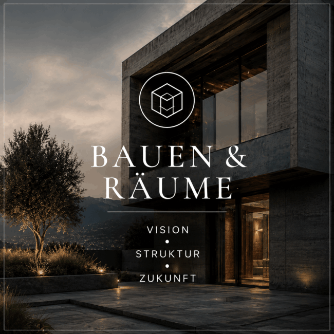 Moderne Architektur bei Dämmerung für BOYSEN & BRANDS im Bereich Bauen & Räume als Symbol für Vision, Struktur und zukunftsfähige Markenentwicklung.