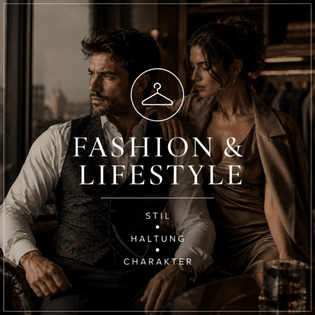 Editoriales Fashion-&-Lifestyle-Bild für BOYSEN & BRANDS mit stilvollem Paar, Herrenweste und hochwertiger Modeästhetik als Symbol für Stil, Haltung und Charakter.