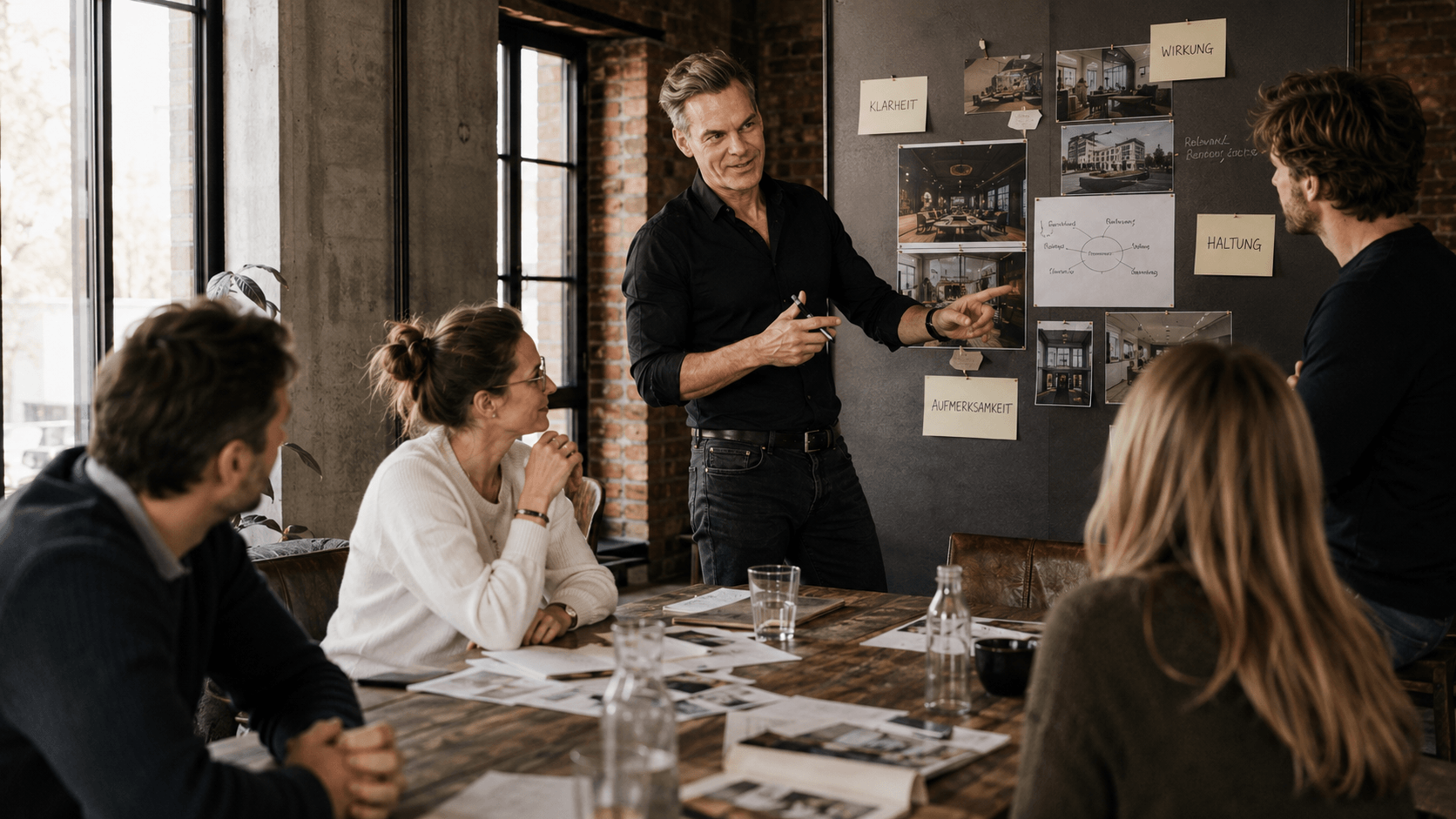 Jörn Boysen von BOYSEN & BRANDS in einem Marketingworkshop zu Neuromarketing, Markenstrategie und Positionierung mit Kundinnen und Kunden.